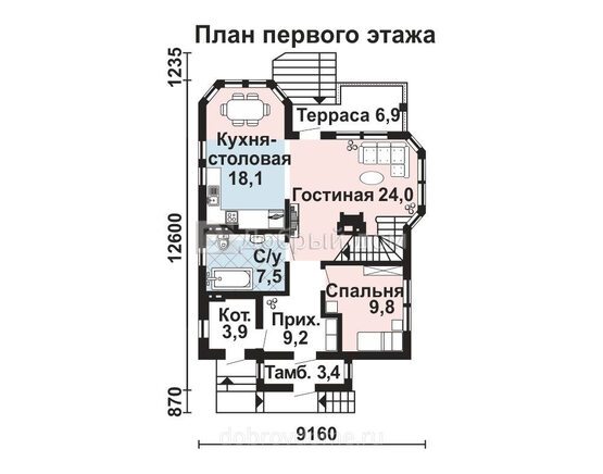 Планировка проекта Проект дома AS-2172 1 этаж